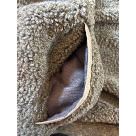 Woolrich Mens XL Sherpa Fleece Pullover Olive Green Quarter Zip Chest Pocket - Picture 4 of 6